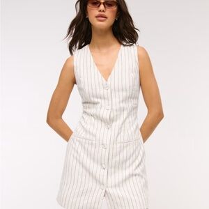 Abercrombie & Fitch khaki Mara Linen Button-Down Mini Dress